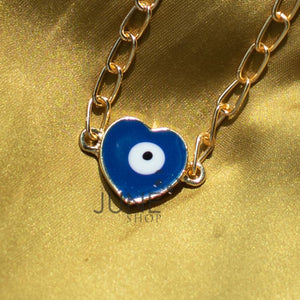Blue Heart Evil Eye - Necklace Necklace June Trading   