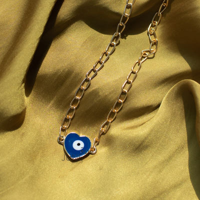 Blue Heart Evil Eye - Necklace Necklace June Trading   