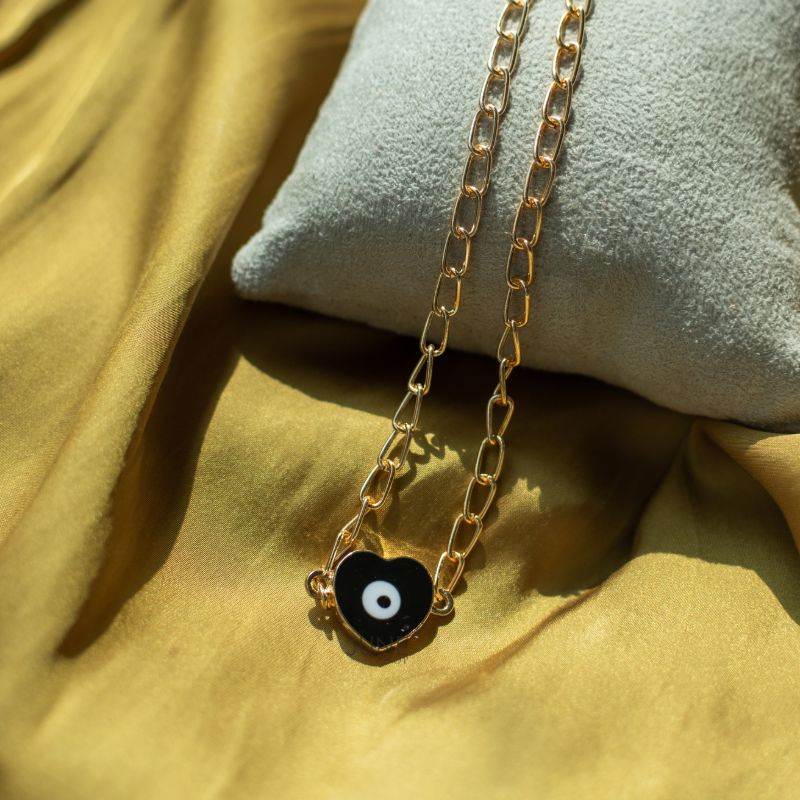 Royal Black Evil Eye Heart - Necklace Necklace June Trading   