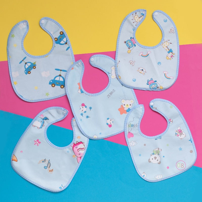 Printed Baby Bib - Blue - Set of 3 (Assorted) Bibs June Trading   