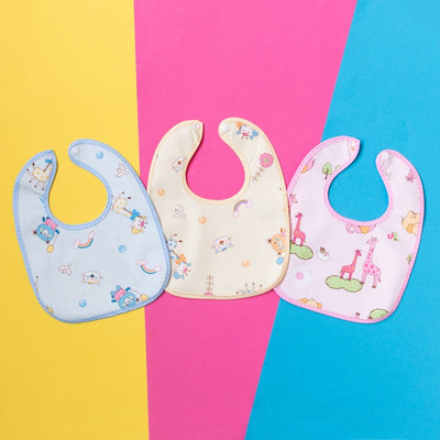 Printed Baby Bib - Multicolor - Set of 3 (Assorted) Bibs June Trading   