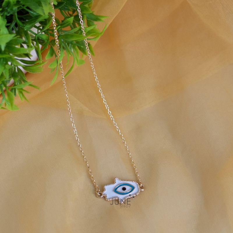 Tranquil White Evil Eye Pendant - Necklace Necklace June Trading   