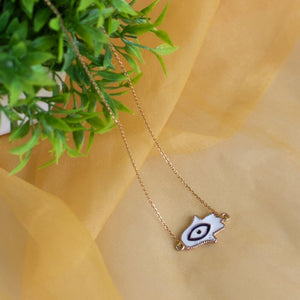 Blue On White Evil Eye Pendant - Necklace Necklace June Trading   
