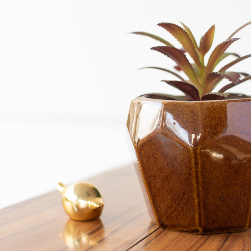 Brown Quirky Geometric Planter Planters June Trading   