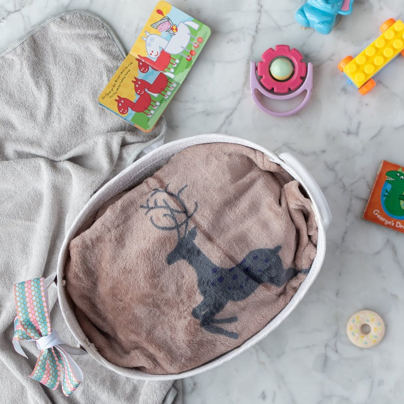 Brown Reindeer Baby Blanket Baby Blanket June Trading   