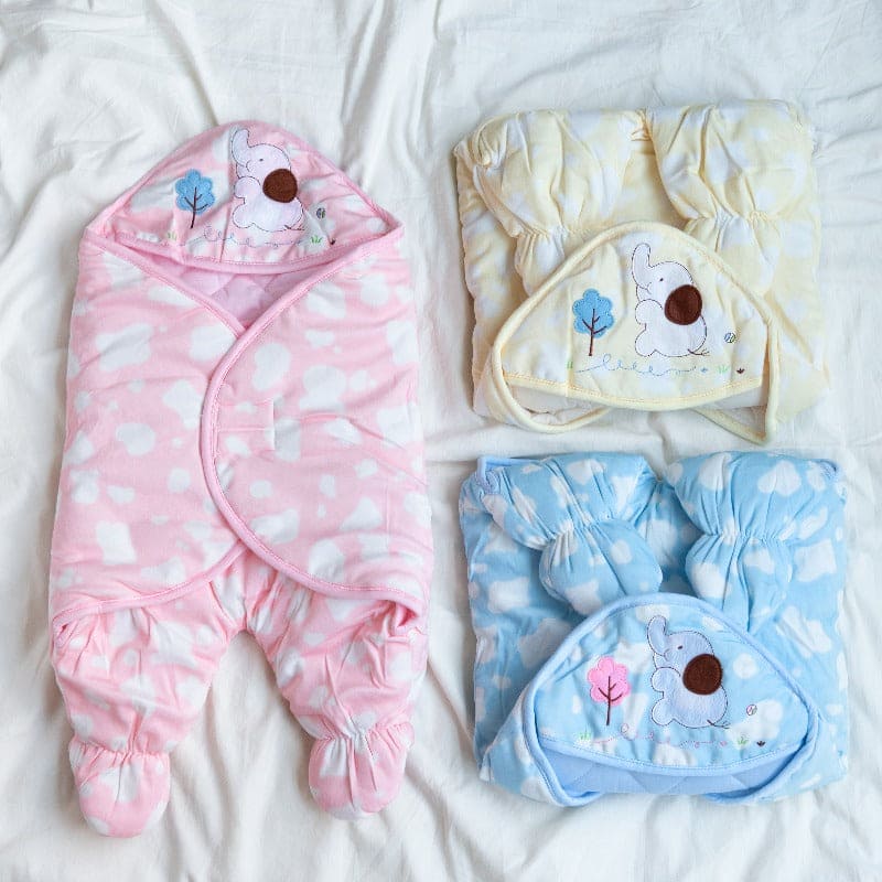 Cloud Printed & Hooded Baby Swaddle Baby Swaddle June Trading   