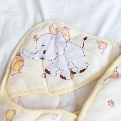 Elephant Printed & Hooded Baby Swaddle Baby Swaddle June Trading   