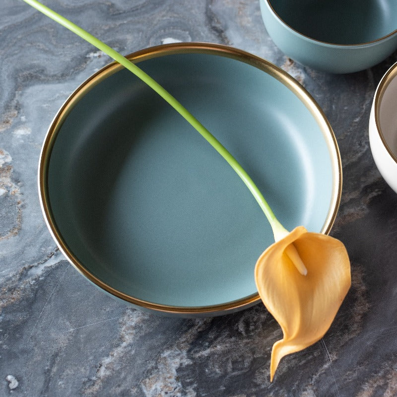 Matte Finish Gold Rimmed Starter Plate Starter Plates June Trading   