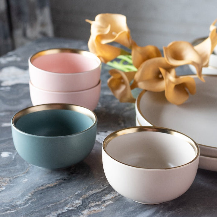 Glossy Finish Gold Rimmed Bowl Bowls June Trading   