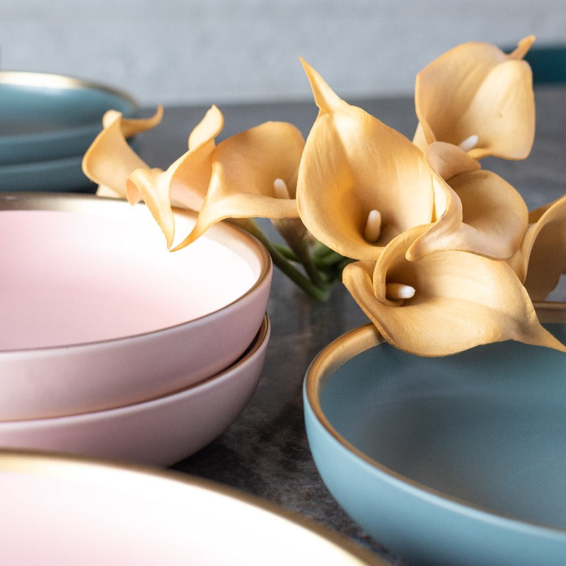 Matte Finish Gold Rimmed Starter Plate Starter Plates June Trading   