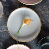 Matte Finish Gold Rimmed Dinner Plate Dinner Plates June Trading Smoke Grey  