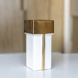 Gold Border Rectangular Ceramic Vase Vases June Trading Paper White  
