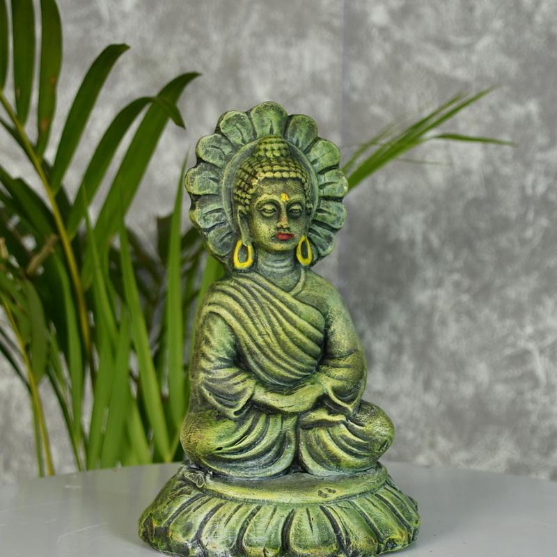 Sowpeace Premium Terracotta Meditating Buddha on Lotus Tabletop