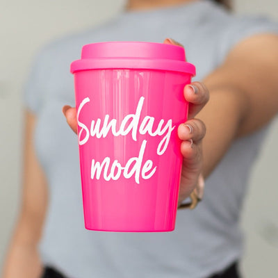 MOTIVATIONAL QUOTES - TRAVEL COFFEE MUG (LARGE) Sippers June Trading Sunday Mode - Pink  