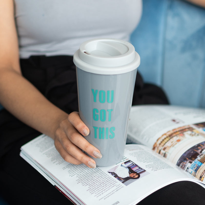 Motivational Quotes - Travel Coffee Mug (Large) Sippers June Trading You Got This - Grey  