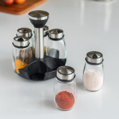 Spice Rack Set Of 6 Salt & Pepper Shakers June Trading   