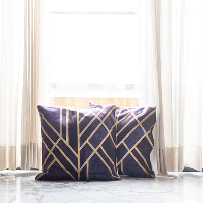 Geometric Gold Lines Print Cushion Covers (Set of 2) Cushion Cover June Trading   