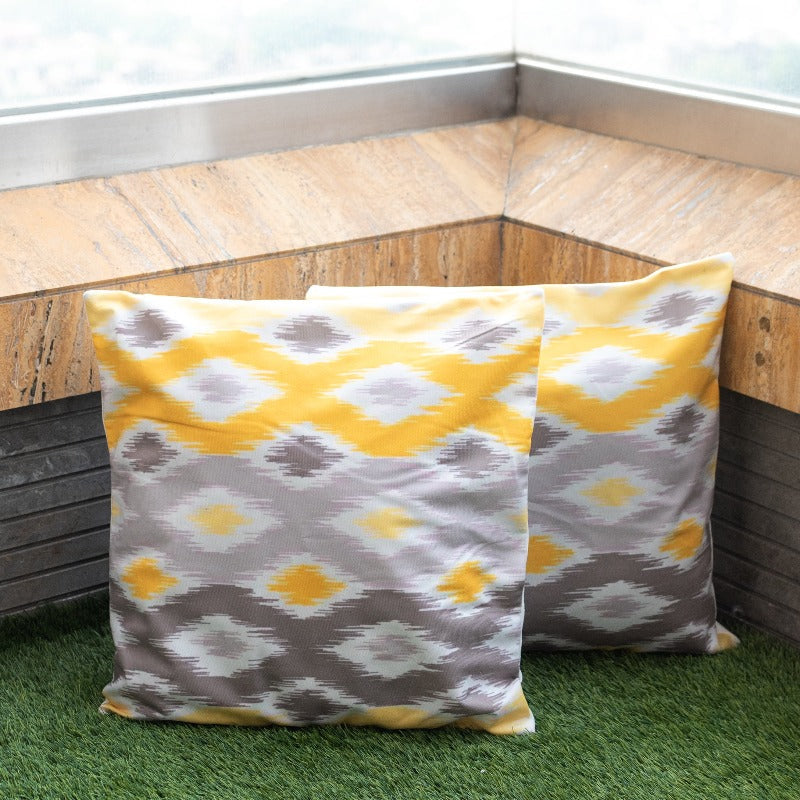 Yellow Aztec Print Cushion Covers (Set of 2) Cushion Cover June Trading   