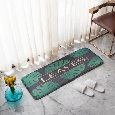 Leaves Print Soft Feel Long Mat Runner Long Mats June Trading   
