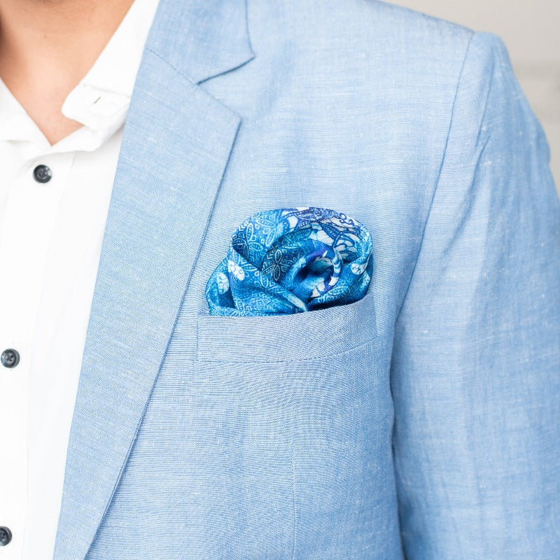 Traditional Blues Print - Pocket Squares (Set of 2)