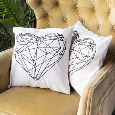 Geometric Heart Cushion Covers (Set of 2) Cushion Cover June Trading   