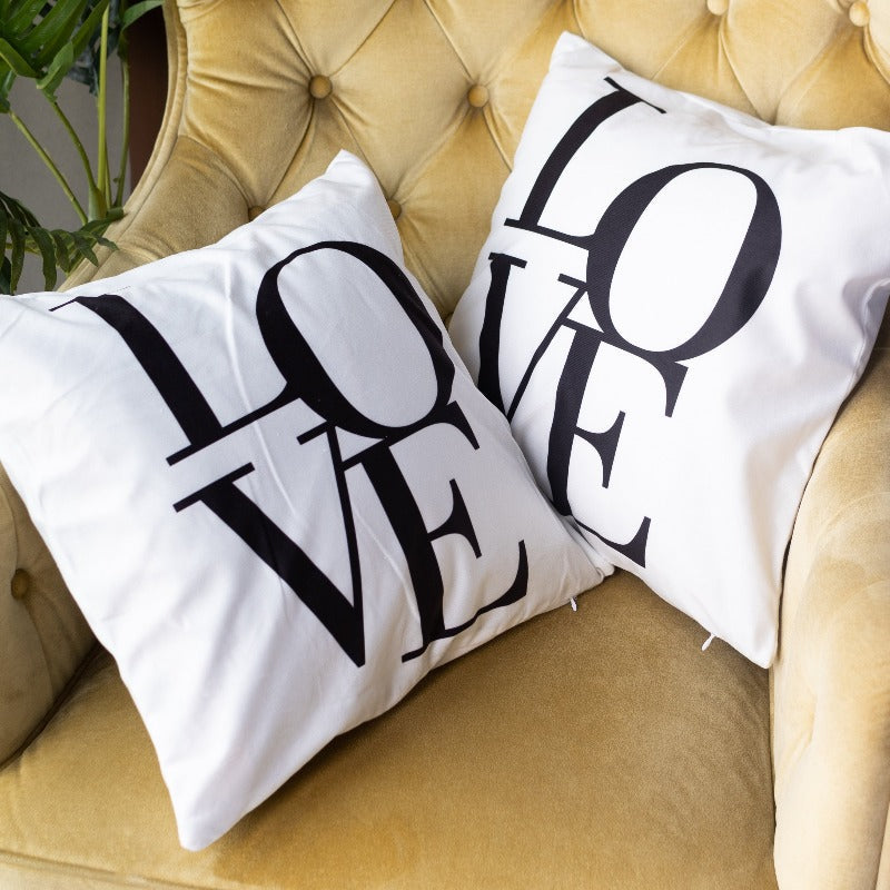 Love Letters Print Cushion Covers (Set of 2) Cushion Cover June Trading   