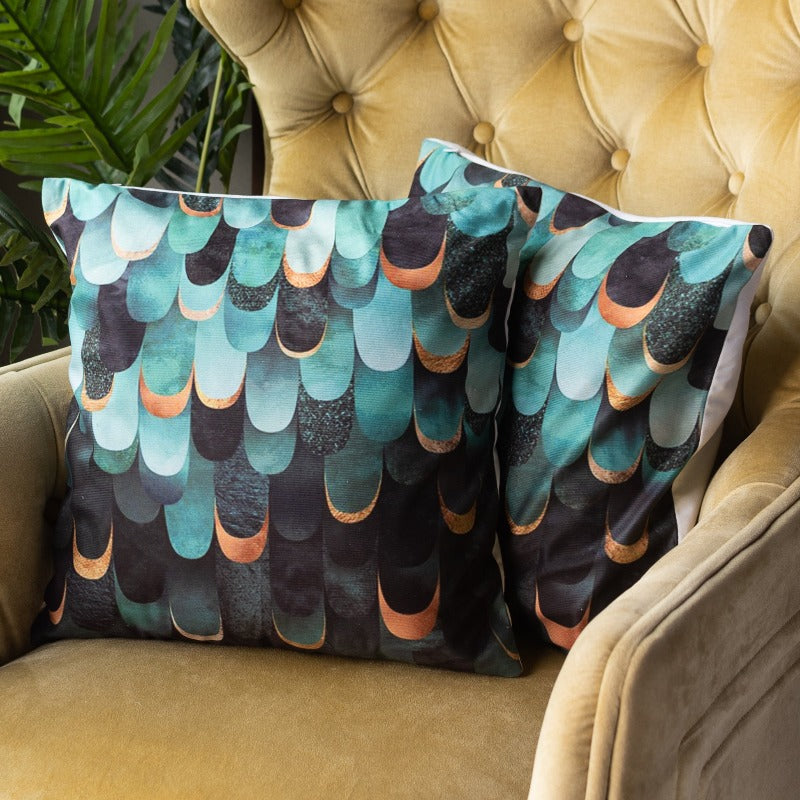 Sea Green Print Cushion Covers (Set of 2) Cushion Cover June Trading   