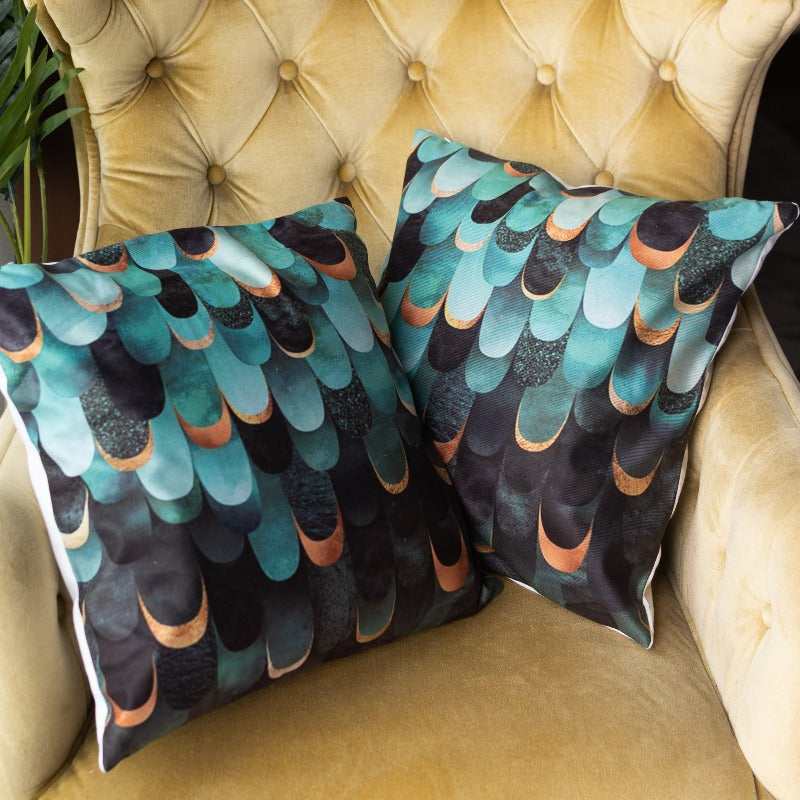 Sea Green Print Cushion Covers (Set of 2) Cushion Cover June Trading   