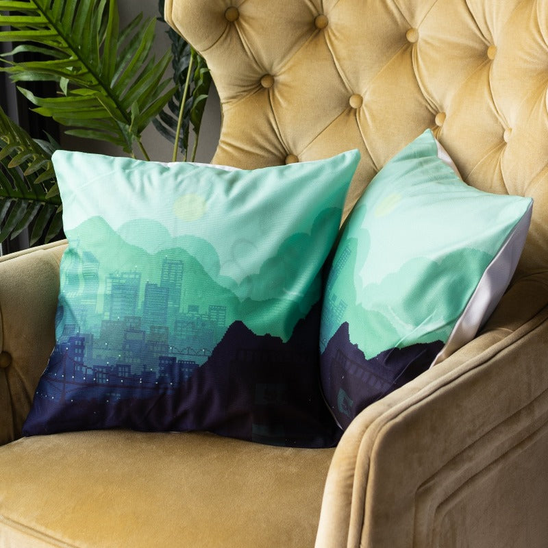 Cityscape Print Cushion Covers (Set of 2) Cushion Cover June Trading   