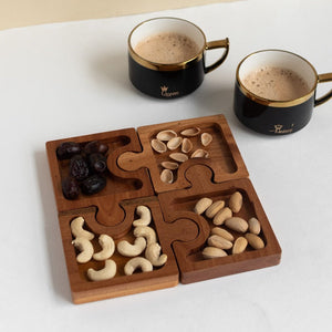 Wooden Puzzle Platter (Set of 4) Serving Platters June Trading   