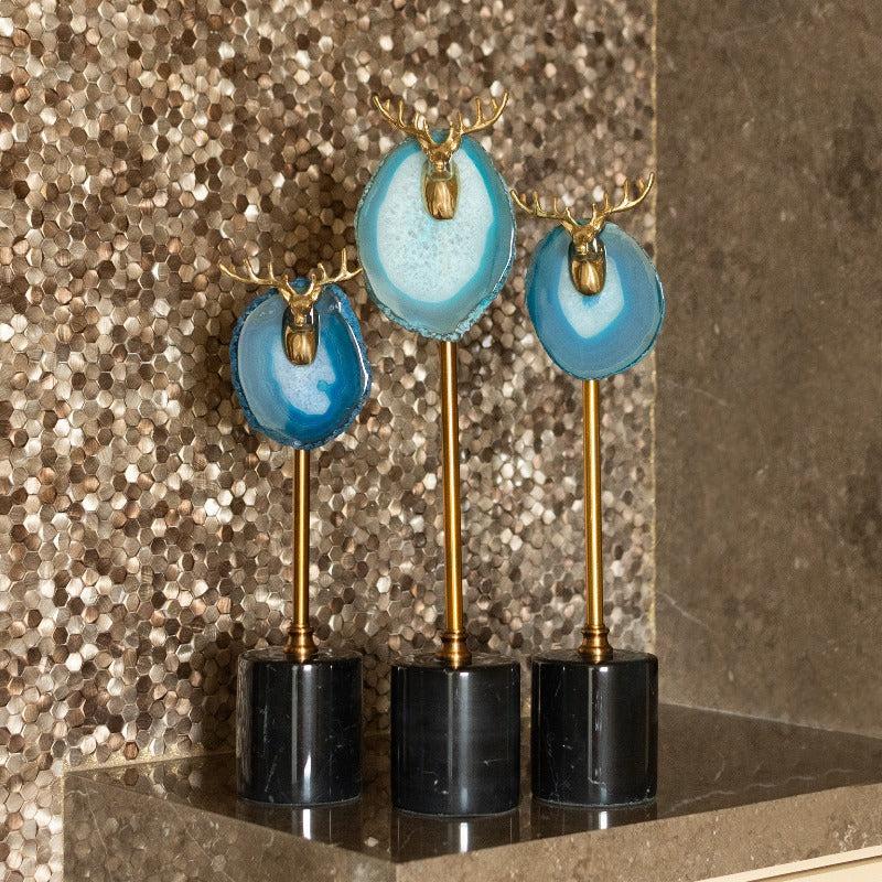 Gold Emerging Reindeer Statue Trio Set Artifacts June Trading   