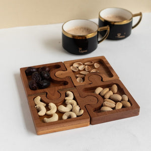 Wooden Puzzle Platter (Set of 4) Serving Platters June Trading   