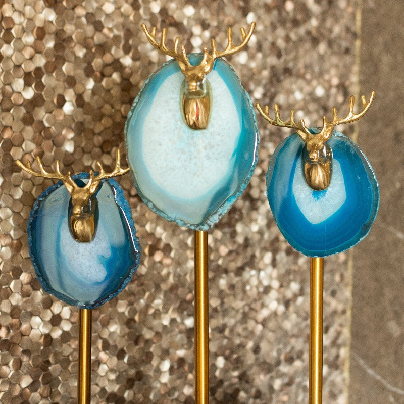 Gold Emerging Reindeer Statue Trio Set Artifacts June Trading   