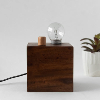 Wooden Cube Table Night Lamp With Dimmer Lamps June Trading   