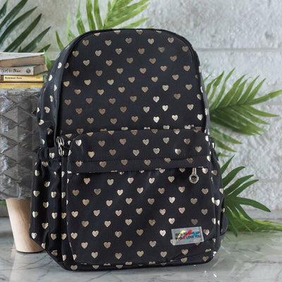 Heart Print Laptop Backpack Backpacks June Trading Coal Black  