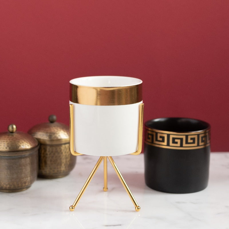 Gold Border Ceramic Vase Vases June Trading   