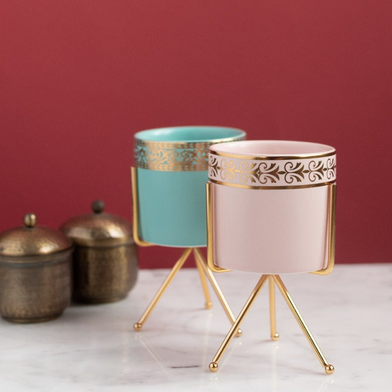 Gold Border Ceramic Vase Vases June Trading   