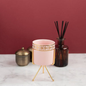 Gold Border Ceramic Vase Vases June Trading Taffy Pink  