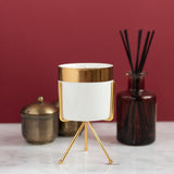 Gold Border Ceramic Vase Vases June Trading Pearl White  