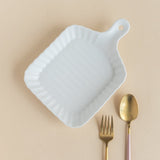 Crinkle Grill Baking Tray with Handle Serving Plates June Trading Powder White  