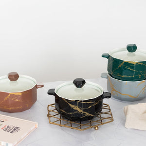 Splash Of Gold Ceramic Casserole With Lid Casserole June Trading Onyx Black  