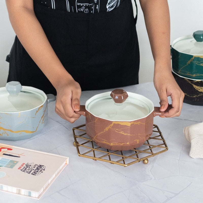 Splash Of Gold Ceramic Casserole With Lid Casserole June Trading   