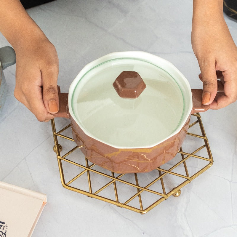 Splash Of Gold Ceramic Casserole With Lid Casserole June Trading   