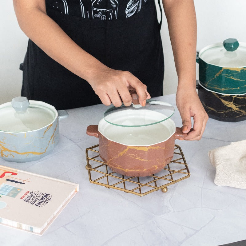 Splash Of Gold Ceramic Casserole With Lid Casserole June Trading   