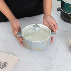 Splash Of Gold Ceramic Casserole With Lid Casserole June Trading Cloud Grey  