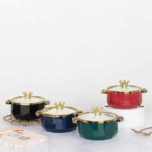 Crown Cap Ceramic Casserole with Lid Casserole June Trading   