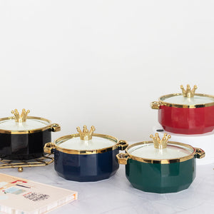 Crown Cap Ceramic Casserole with Lid Casserole June Trading   