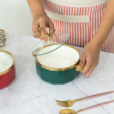 Crown Cap Ceramic Casserole with Lid Casserole June Trading Juniper Green  
