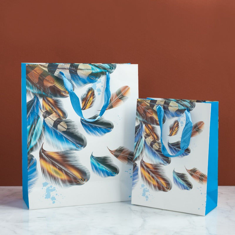 Blue Feathers Gift Bag (Set of 4)