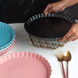 Crinkle Serving Plate Dinner Plates June Trading Small Black 